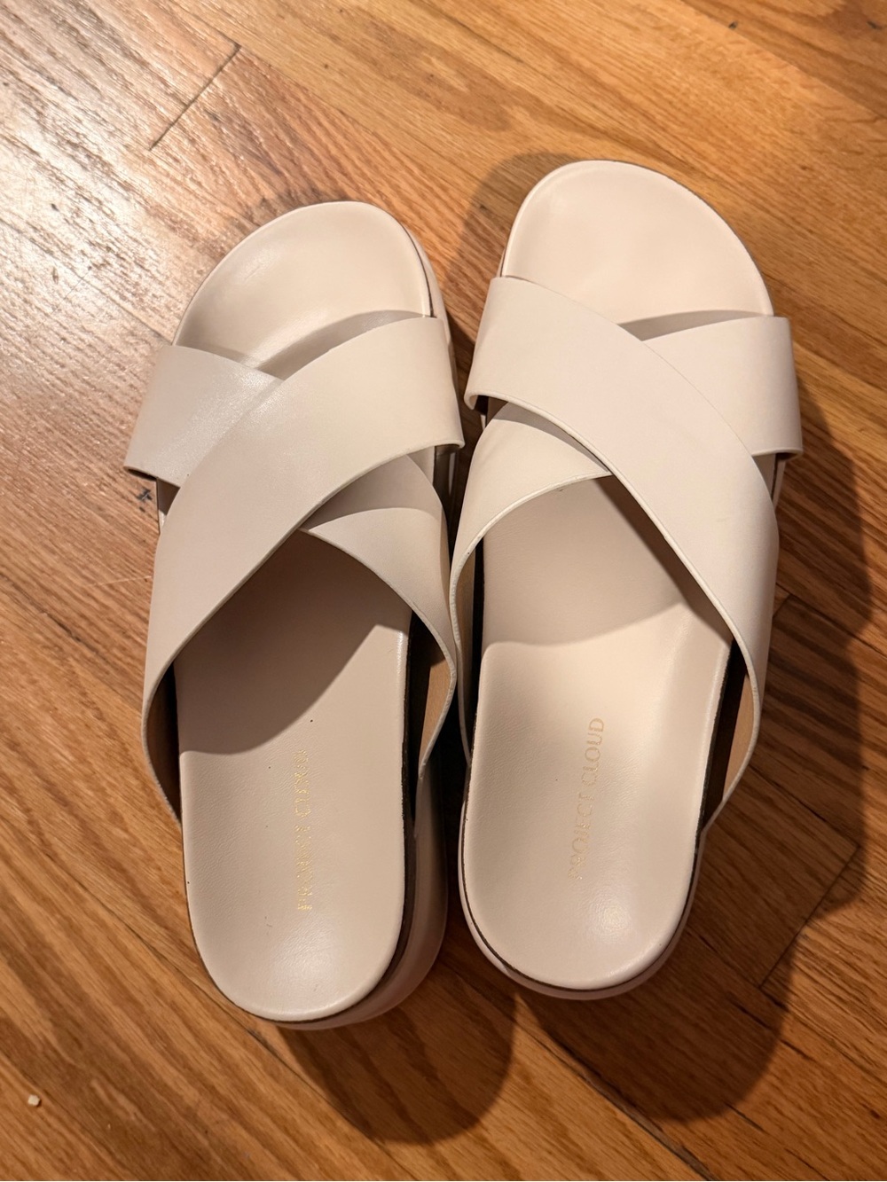 Neutral Cream Cross‑Strap Slide Sandals for Women